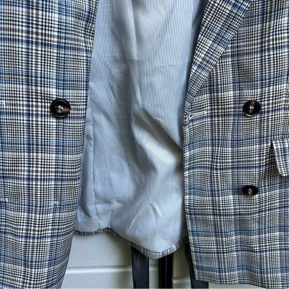 Evereve Ivy Blazer Plaid NEW with Tags Small Academia Office Business Blue - Picture 6 of 10